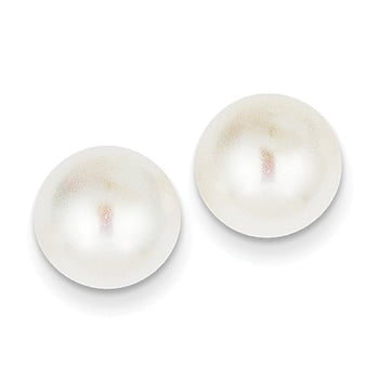 Solid 925 Sterling Silver 10-11mm FW Cultured Button Simulated Pearl Green Earrings Solid 925 Sterling Silver 10-11mm FW Cultured Button Simulated Pearl Green Earrings